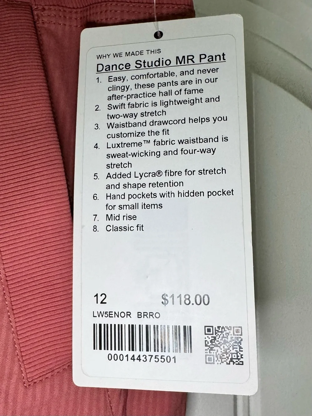 Lululemon Dance Studio Mid-Rise Full Length Pant in Brier Rose Size 12